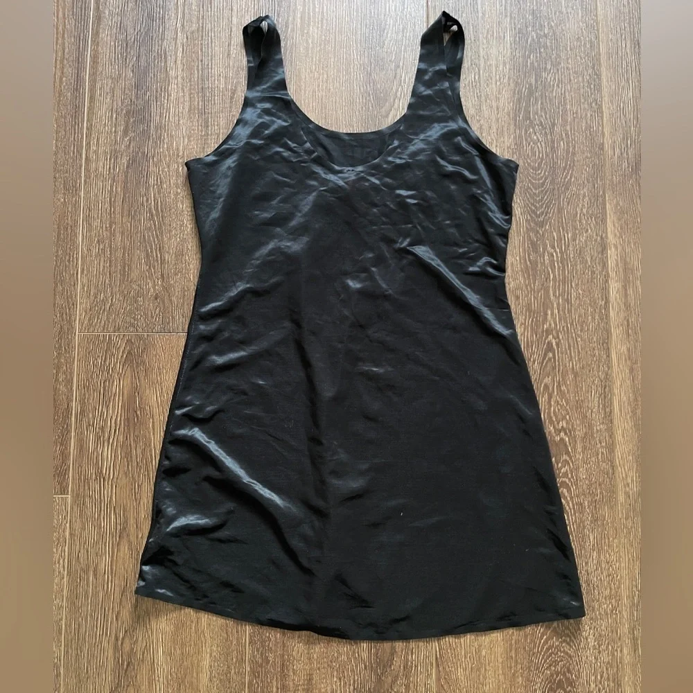 Spanx Womens Black Scoop Neck Sleeveless Dress Slip Sz L